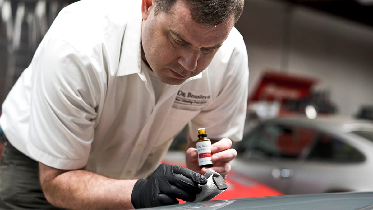 Jim Lafeber applying a ceramic coating