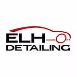 Logo for ELH Detailing, red silhouette of car with ELH written on it.