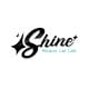 The logo for Shine, white background with black and mint green text